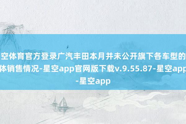 星空体育官方登录广汽丰田本月并未公开旗下各车型的具体销售情况-星空app官网版下载v.9.55.87-星空app