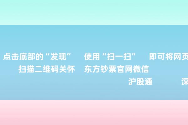 星空app 点击底部的“发现” 使用“扫一扫” 即可将网页共享至一又友圈 扫描二维码关怀 东方钞票官网微信 沪股通 深股通