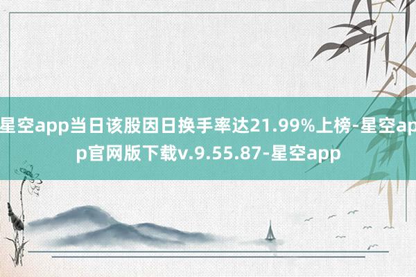 星空app当日该股因日换手率达21.99%上榜-星空app官网版下载v.9.55.87-星空app